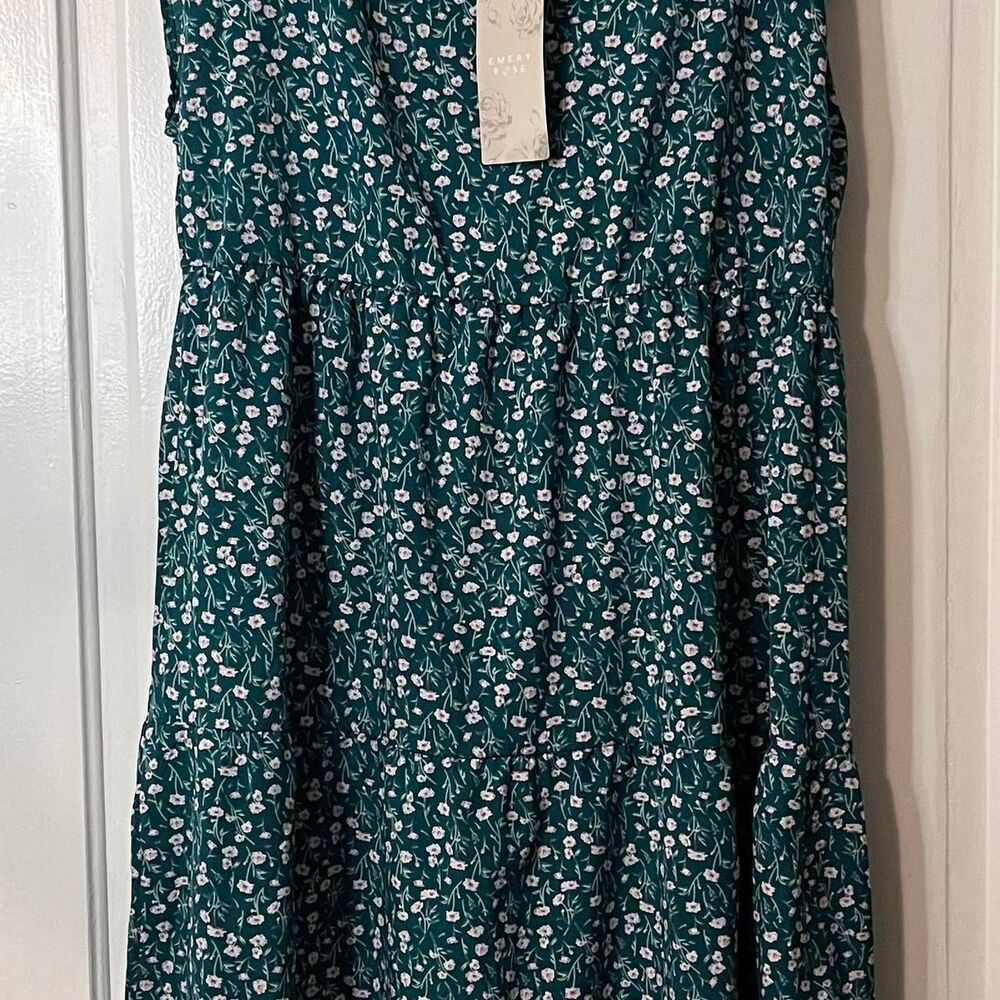 Emory Rose Women’s Mini Dress Green Floral Print Size Large NWT